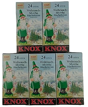 Set 5 x24 Räucherkerzen Knox (Größe M) Weihnachtliche Gewürze/Mischungen/Klassisch Herb/Exotisch (Weihrauch-Myrrhe 013120)