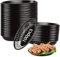 SHUESS 100 PCS Oval Plastic Food Baskets - 22 x 14 x 4 cm Black Food Basket for Serving - Reusable Food Serving Baskets for Restaurants, Parties, and Picnics, Ideal for Food, Bread, Fruit, Snacks