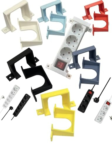 Universal Halterung passend/kompatibel für Steckdosenleiste, Mehrfachsteckdose, Mehrfachsteckdosenleiste,Steckdosenhalterung,Halter,Wandmontage,Deckenmontage,Schreibtisch,Büro, 3DMB, DIY, Weiß