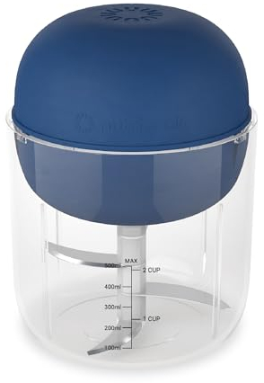 Nutricook Choppi Cordless Electric Vegetable Chopper & Mini Food Processor for Dicing, Shredding, Mincing, and Puree, Portable and Rechargeable, 2-Cup, 500 mL, 4000 mAh Battery, Blue