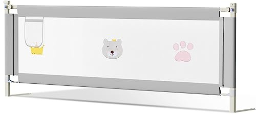 Ikodm Rausfallschutz Bett 150cm und 200cm Bettgitter 2 Pack für 1.5M x 2M betten Bettschutzgitter Klappbar Für Kinder Bettgitter Kinderbettgitter Gitter-Grau