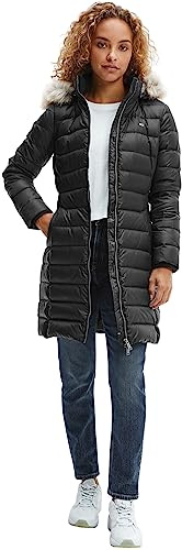 Tommy Jeans Damen Daunenmantel Essential Hooded Down Coat mit Kunstpelz