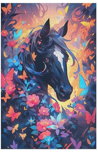 Pferd-Puzzle Für Erwachsene, 1000 Teile, Holzpuzzle, Kinderpuzzle, Dekompressionsspiel, Spielzeugpuzzle （78×53cm）