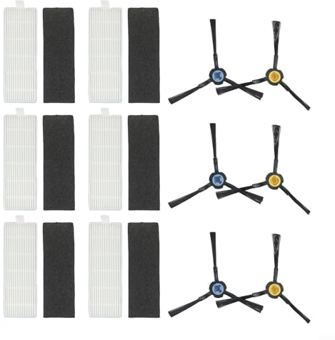 Staubsauger Ersatzteile passend für Silvercrest SSRA1 Kehrmaschine Zubehör 6 Seitenbürsten + 6 Sets Filter