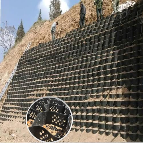Erosionsschutzgitter Für Hangsicherung 3,3 Fuß/ 6,6 Fuß/ 10 Fuß/ 13 Fuß/ 16 Fuß/ 20 Fuß Lang Basis-erdgitter 2 Zoll Hoch Geogitter-durchlässiger Pflasterstein Für Im Freien, Fe(Size:4x8m (13x26ft))