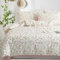 Freyamy Housse de Couette en Coton 240x260+2 Taie d'oreiller 65x65cm Beige Rose Coloré Feuilles Floral Parure de lit 2 Personnes Adulte Fleurs Sets de Housse Couette Fleurie avec Fermeture Éclair