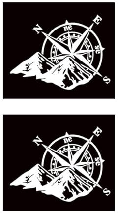 Bussola off Road Adesivo Per Auto, 2 Pezzi Adesivi Bussola di Montagna, Decalcomania degli Adesivi della Bussola di Montagna, Bussola Fuoristrada Mountain Bussola Cappuccio Adesivo (Bianco, 20 x 15cm)