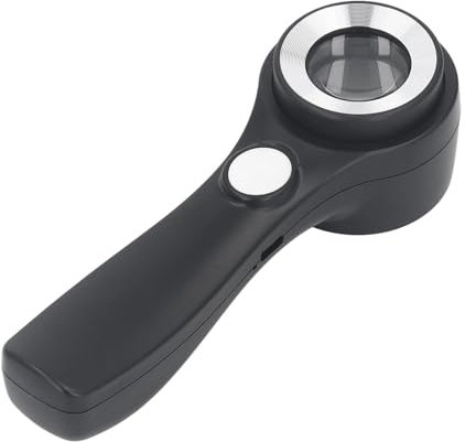 Handlupe, 60-Fach Beleuchtete Lupe, USB Wiederaufladbar, LED-Lupe mit LED-Licht für Erkundungsbeobachtungen Im Freien, Touch-Schalter-Design