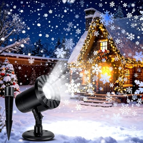 Tarswesi Projecteur Noel Exterieur, Lampe de Projection à LED, Étanche IP65, Projecteur Flocon de Neige à 6 LED pour Mariage, Anniversaire, Exterieur et Intérieur Décoration, Jardin