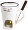 Tazza per Fonduta di Cioccolato, Tazze per Fonduta di Cioccolato con Forchette, Tazza per Fonduta con Candele da tè, per Sciogli Cioccolato Burro Formaggio Caramelle Caramello (White)
