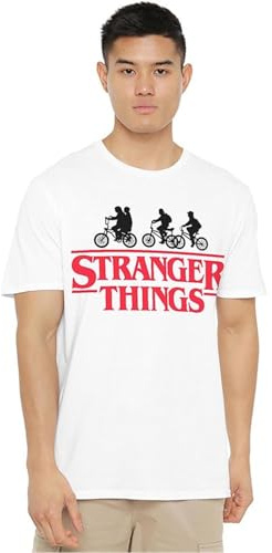 Stranger Things Mens Shirt Bike Logo S White