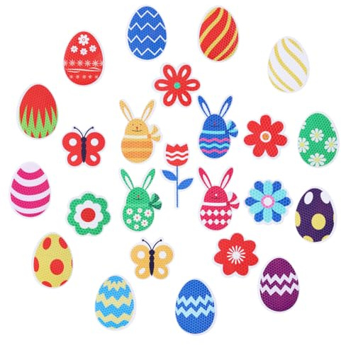 24stk Reflektierende Magnetische Osteraufkleber, Wiederverwendbare Hasen- Eier- Blumen- und Schmetterlingsmagnete für Die Garagentür Frohe Ostern Magnetische Aufkleber für Tür Auto Kühlschrank