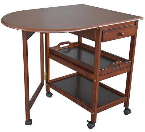 Valdoza Klappbarer Esstisch Ausziehbar Mit Stauraum, Esstisch Klappbar Mit Schubladen, Küchentisch Ausziehbar, Tragbare Klapptisch Für Küche, Wohnzimmer, Holzdesign Mit Rollen(Brown,80cm/31.4in)