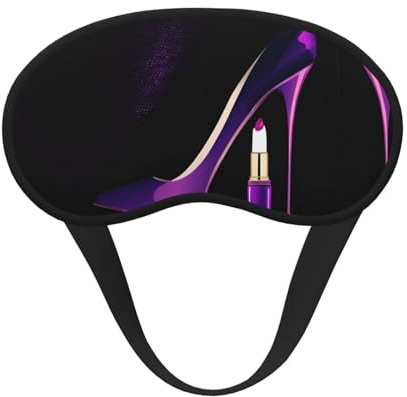 Elegante violette High Heels mit Lippenstift-Druck, Schlaf-Augenmaske, lichtblockierend, weich und bequem, Nachtaugen-Blinder für Damen und Herren, zum Schlafen, Reisen, Nachtschicht