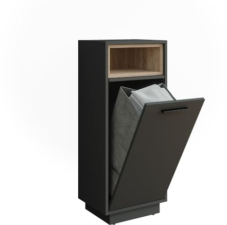 Vicco Wäscheschrank Anthrazit/Sonoma Beatrice 38x93x30 cm - Schrank für die Schmutzwäsche, Platzsparende Kombination aus Schrank & Wäschekorb