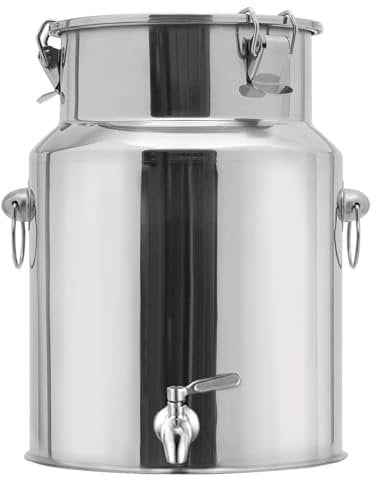 Bidone in Acciaio per Olio con Rubinettorubinetto per Bidone Acciaio,lattina in Acciaio Inossidabile Contenitori Acciaio Inox per Olio di Oliva,Capacity-5L