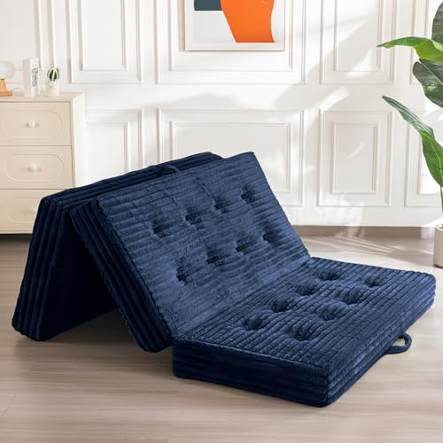 MAXYOYO Klappmatratze Kingsize, 15cm Gepolsterte Faltbare Matratze mit Hochwertigem Kunstfell, 3-Teilige Gästematratze für Gästebett, Bodenmatratze Klappbar für Wohnzimmer