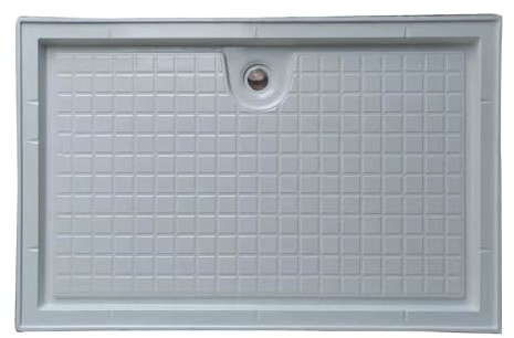 Receveur de douche portable avec tuyau de drainage, surface texturée antidérapante, convient aux camping-cars, caravanes, intérieurs, extérieurs et aux coins des murs.(55.1x43.3x5.9in)