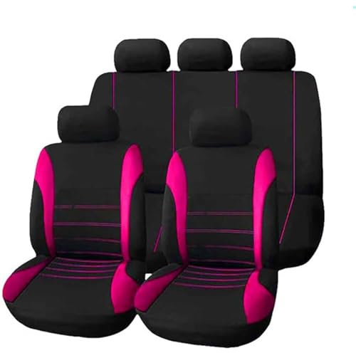 WXEXUDIN Auto Sitzbezüge Set, Für Skoda Octavia RS Skoda Kodiaq Skoda Superb Skoda Fabia Allwetter Vorne Rückbank Autositzbezüge Sitzschoner Atmungsaktiv Komfortabel Zubehör（9 Stück）,Pink
