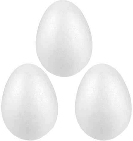 DIYEAH 3 Stück Styroporeier: 18 cm große, weiße Basteleier aus massivem Schaumstoff für Weihnachten, Halloween, Ostern, Bastelprojekte, Schule, Zuhause und mehr