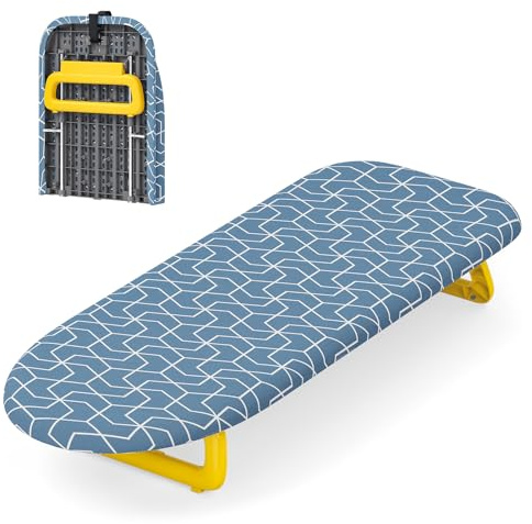 KINGRACK Klappbares Tisch Bügelbrett, Kleines Bügelbretter Faltbares, Tragbares Bügelbrettbezüge Mit Rutschfesten Füßen für den Heimgebrauch, 31 x 80 cm,Dunkelblau