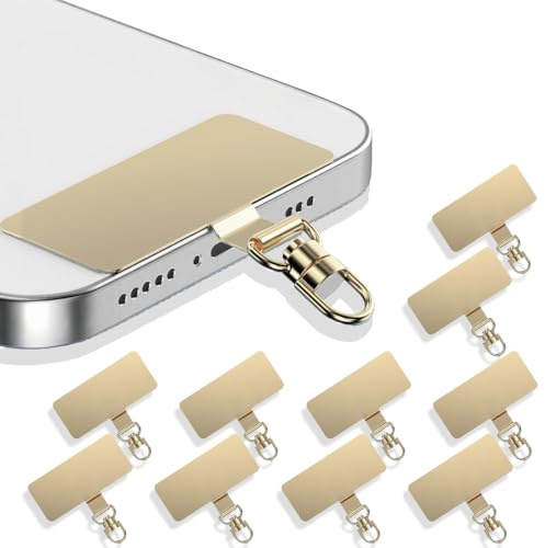 JYNXOR Handykette Universalpads, 10 pcs Handy Lanyard Patch, Handy Handykette Pads mit Metallring, Telefon Halteband Patch, Multifunktionales Handy Lanyard Pads, Handykette Pads für Smartphones, Gold