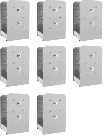 Lot de 8 piquets d'ancrage pour poteau - 9 x 9,2 x 15 cm (par pièce) - Pour clôture en bois robuste - Ancrage de poteaux pour pergola