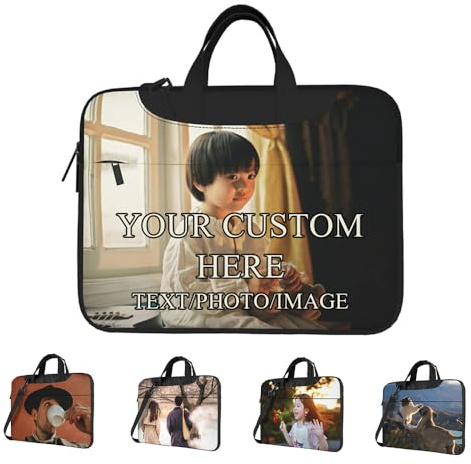 fdemon Borsa per Laptop Personalizzata,Custodia per laptop personalizzata con stampa di foto o logo,Borsa a Tracolla per Laptop con Manico Personalizzata - per Lavoro Viaggi e Uso Quotidiano,black