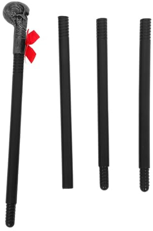 Toyvian Halloween Skull Staff Prop Lightweight Plastic Cane with Vivid Skeleton and Bowtie Details, Easy to Carry Halloween Costume Accessory for Haunted House Decorations and Costume