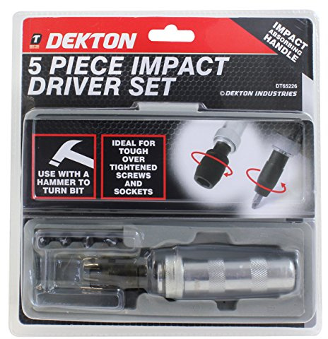 DEKTON DT65226 Hand Impact Screwdriver Set, Black/Red, Set of 5 Piece