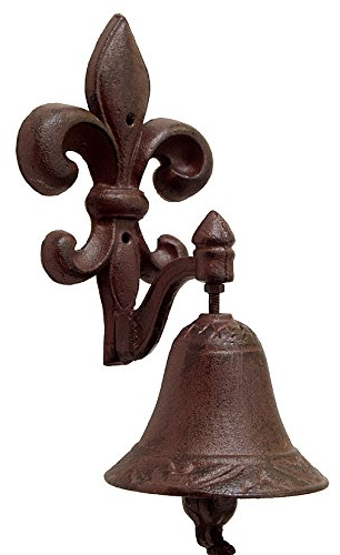 zeitzone Türglocke Lilie Fleur-de-LYS Glocke Nostalgie Gusseisen Antik-Stil Braun