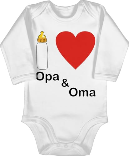 Shirtracer - Baby Body Langarm - Aktuelle Trends - I love Opa und Oma Nuckelflasche