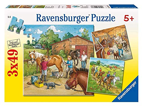 Ravensburger Kinderpuzzle - 09237 Mein Reiterhof - Puzzle für Kinder ab 5 Jahren, mit 3x49 Teilen