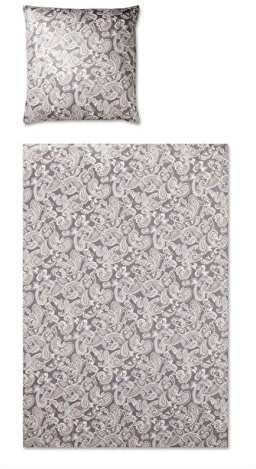 elegante Mako-Satin Bettwäsche Luxor Stein 1 Bettbezug 135x200 cm + 1 Kissenbezug 80x80 cm