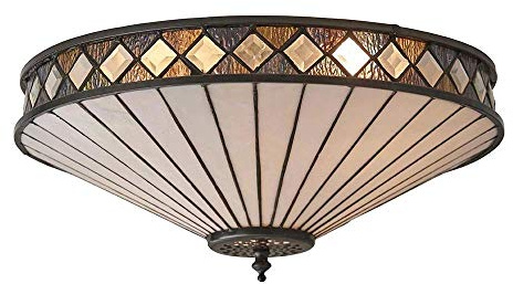 Fargo Medium Tiffany Style Two Light Flush Ceiling Fixture - Interiors 1900 64145