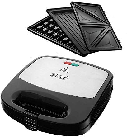 Russell Hobbs Piastra Elettrica a Contatto Multifunzione 3 in 1 - Sandwich, Piastra per Waffle, Griglia a contatto - Piastre Antiaderenti; Espandibile: Cake Pop, Mini Donut, Churros; Fiesta 24540-56
