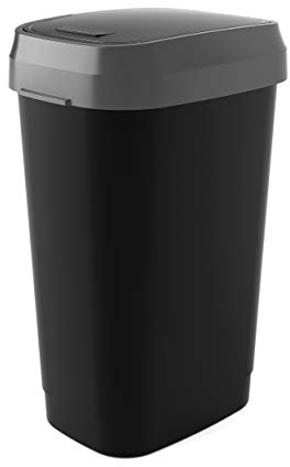 CURVER KIS DUAL SWING Abfallbehälter, Kunststoff, schwarz/grau, 50 Liter ,