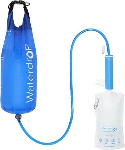 Waterdrop Wasserfilter Outdoor - Entfernt 99,99% aller Bakterien, Wasserfilter Outdoor Survival Wasserfilter Camping Filtersystem mit Gravity-Wasserbeutel für Notfälle, Wandern, Reisen