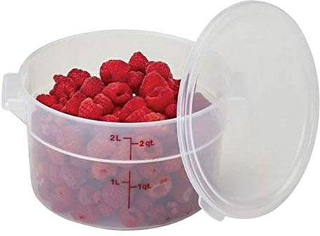 Cambro 2 Qt Translucent Round Storage Container With Translucent Lid And 1/4 Measuring Cup