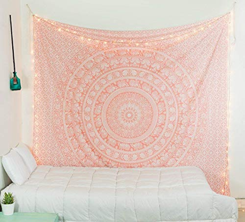 Popular Handicrafts Wandbehang Tapisserie für Schlafzimmer Hippie Mandala Bohemian Tapisserie Floral Design Indian Magical Thinking Tapestries Dorm Decor 76 x 101 cm (76 x 101 cm), Blau