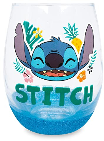 Disney Lilo & Stitch - Copa de vino sin tallo de flores hawaianas con fondo sumergido, vaso para mimosas, cócteles, utensilios de bar para el hogar para licor, decoración de cocina, bonitos regalos,