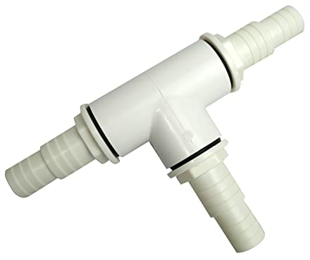 well2wellness ABS T-Stück weiß mit 3 x Innengewinde 1 1/2 + 3 x Schlauchtüllen mit O-Ring gerippt 32-38mm