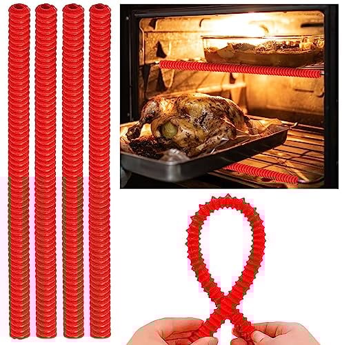 Oven Rack Covers-4 pcs Protectors, Silicone Shields, Heat Resistant Guards Child Safety Protection Toaster Baking Edge Shields - Against Burns and Scars (Red)