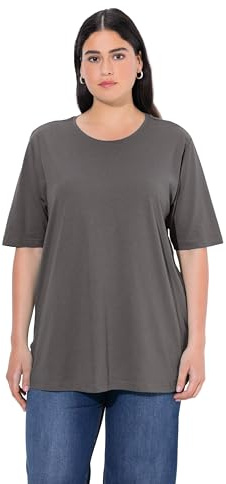 Ulla Popken Damen Shirt Graphitgrau 50+