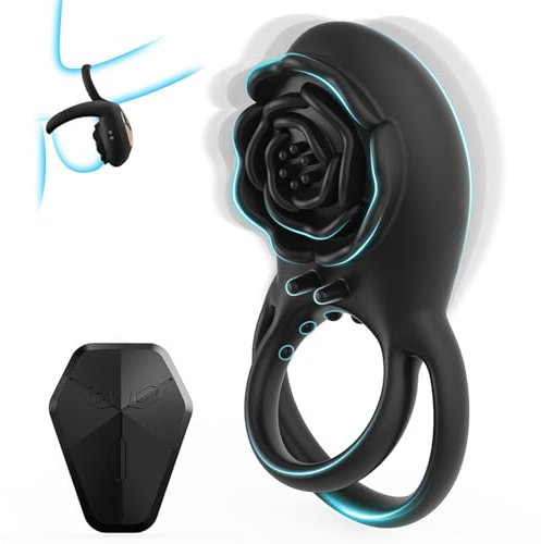 ZWFUN Silikon-Penisring mit rosafarbenem Klitorisvibrator, Sexspielzeug für Paare,Vibrationsspielzeug mit doppeltem Penisring und Fernbedienung 8 Vibrationsmodi Dual Penisringe Massagegerät(Schwarz)