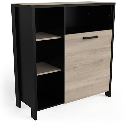 Mueble Microondas Industriale para Cocina Roble Krokberg y Negro 96x101Cm