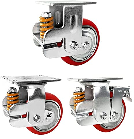 Bürorollen, Plattenrollen, gefederte Rollen, Lenkrollen, robuste Industrierollen, fest – drehbar – Bremsen – Polyurethan – verschleißfeste – stoßdämpfende Designrollen (Farbe (Bockrollen 8 Z