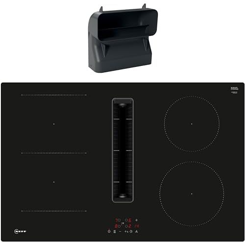 Neff Set V58NBSGA6 composto da piano cottura a induzione V58NBS1L0 con cappa aspirante, 80 cm, senza cornice, N 50 e Z861SB4 90° a canale piatto con raggio ridotto, configurazione verticale