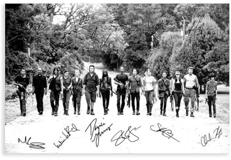 AMATWI Vorsigniertes Poster auf Leinwand The Walking Dead, Wandkunst, Dekordruck, Gemälde für Wohnzimmer, Schlafzimmer, Dekoration, ungerahmt, 30 x 45 cm