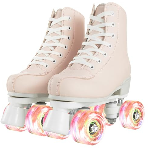 XUDREZ Patines de ruedas para mujeres y niñas, patines de doble fila, color rosa, para jóvenes, adultos, principiantes, interiores y exteriores (Eur 40-9.65 pulgadas, Reino Unido: 6 de mujer / 5.5 de